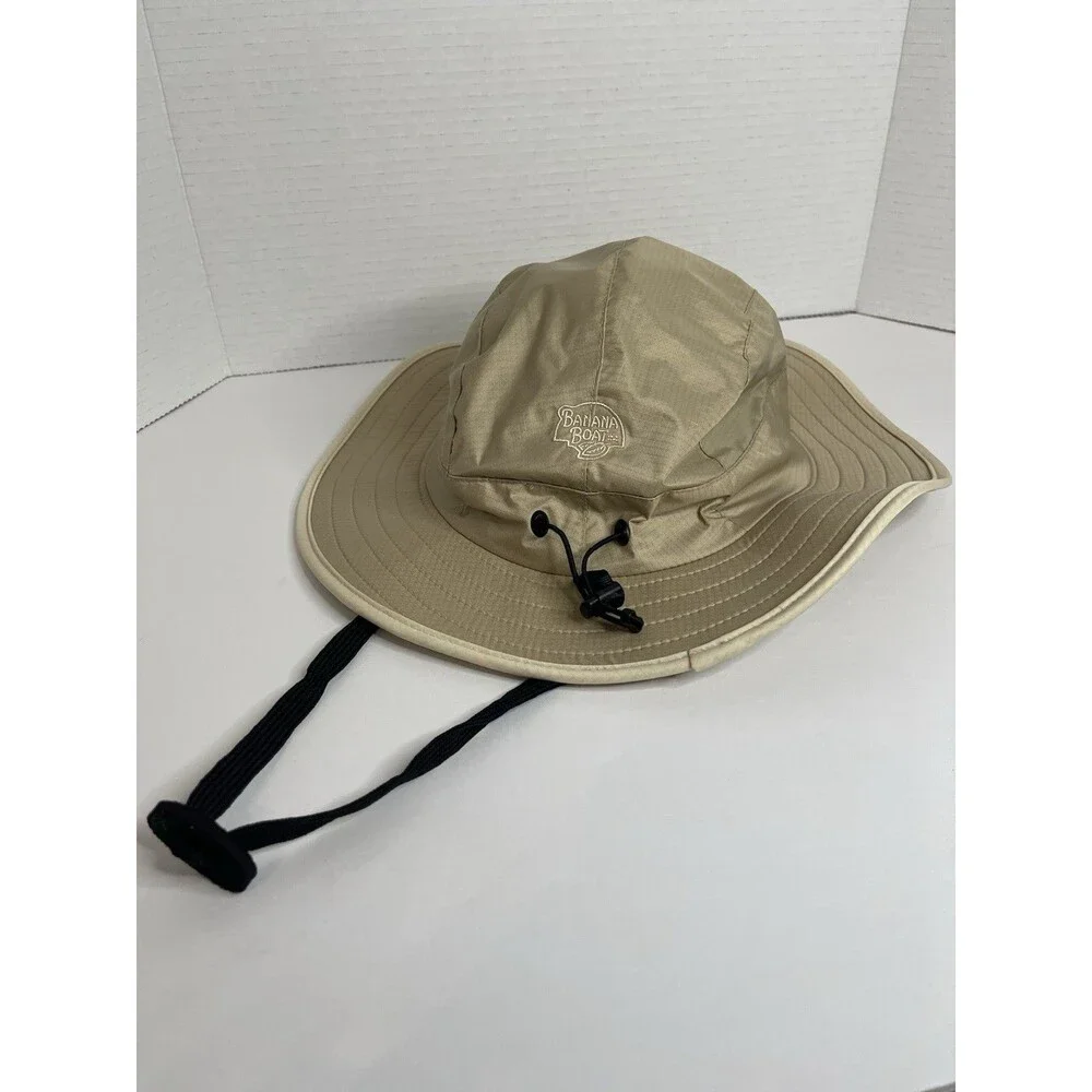 Women's Banana Boat Khaki Tan Outdoor Bucket Hat With Adjustable Head & Neck Tie